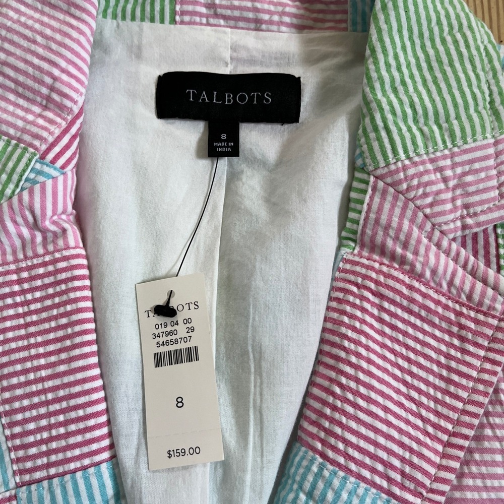 NWT Talbots Patchwork Seersucker Blazer Madras Ja… - image 3